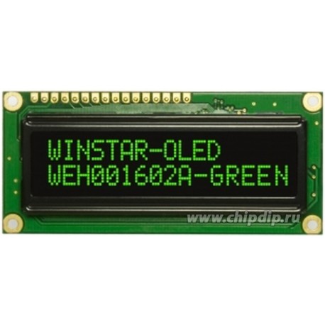 Индикатор 1602 зеленый 80х36 мм (WEH001602AGPP5N00001)