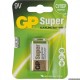 9V Батарейка GP Super Alkaline 1604A 6LR61,  550мAч
